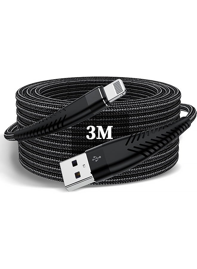 3M Extra Long iPhone Charger Cable ,Apple MFi Certified Lightning Cabl, Fast Charging Nylon Braided Charging Cord for Apple iPhone 14 Pro Max/14/13Pro/12 Mini/11/X/XS/XR/8 Plus/7/6/5/iPad - Image 1